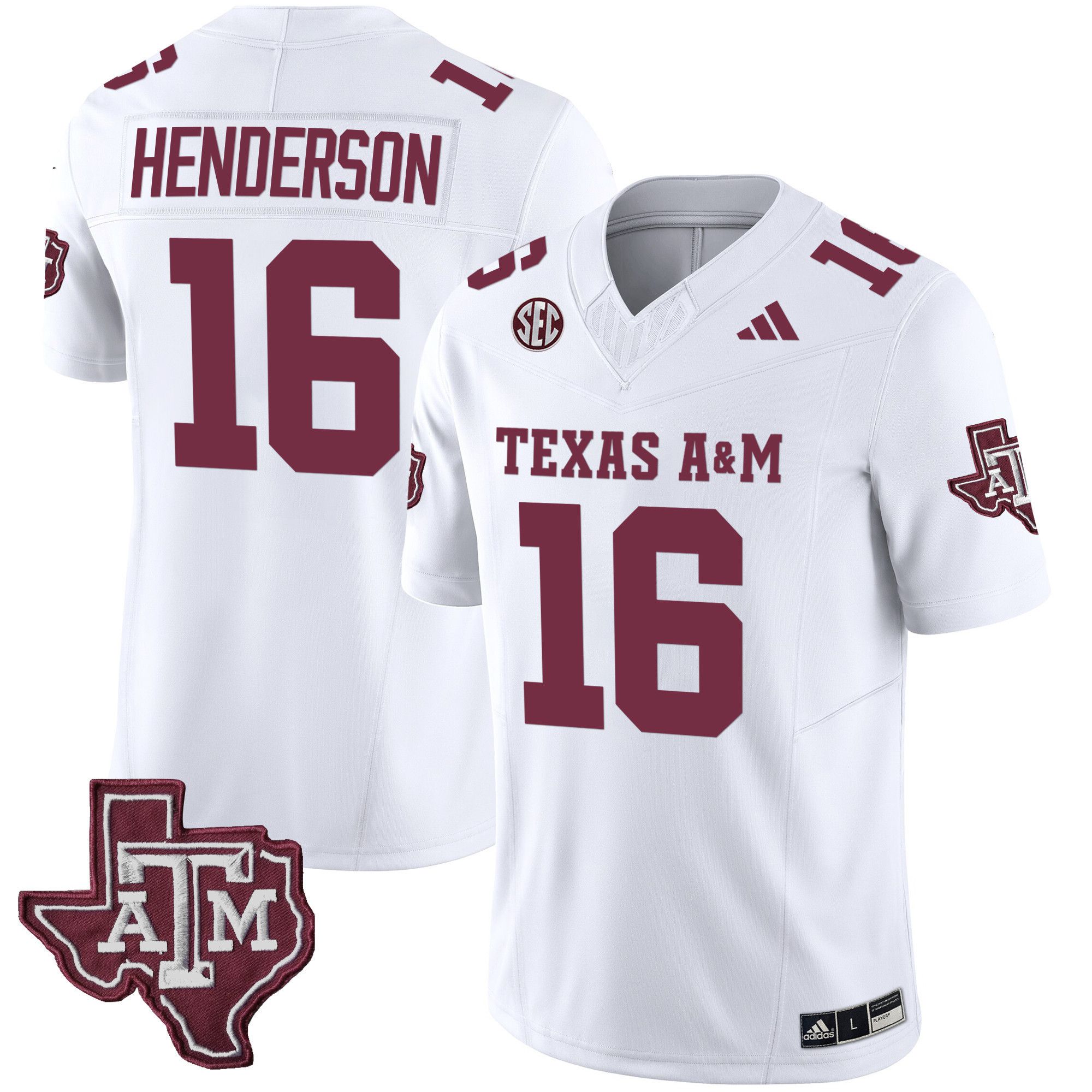 Men Texas A&M Aggies 16 Henderson White 2024 Vapor Limited NCAA Jersey